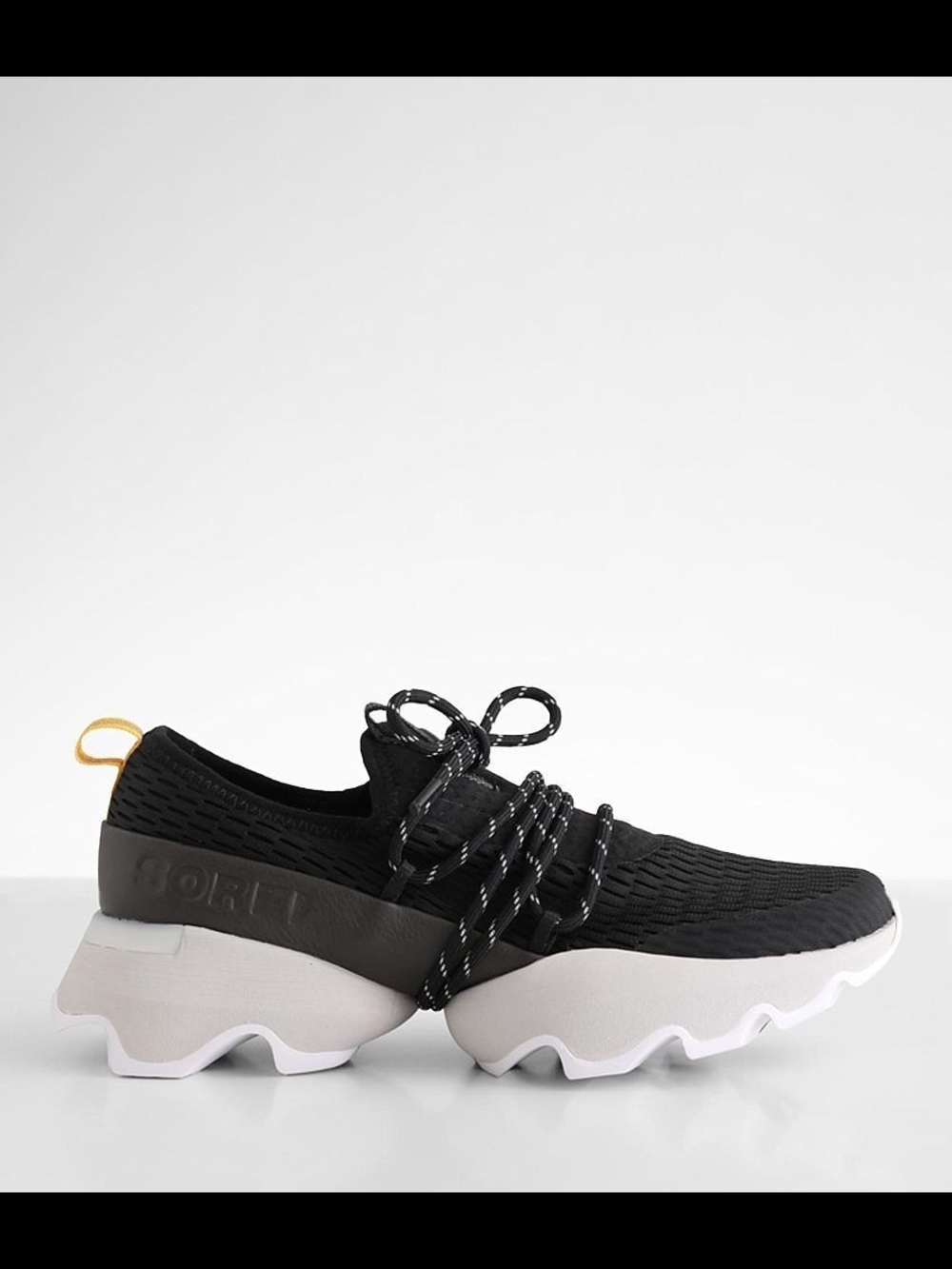 Black Knit Slip-On Sport Sneakers with Chunky White Sole